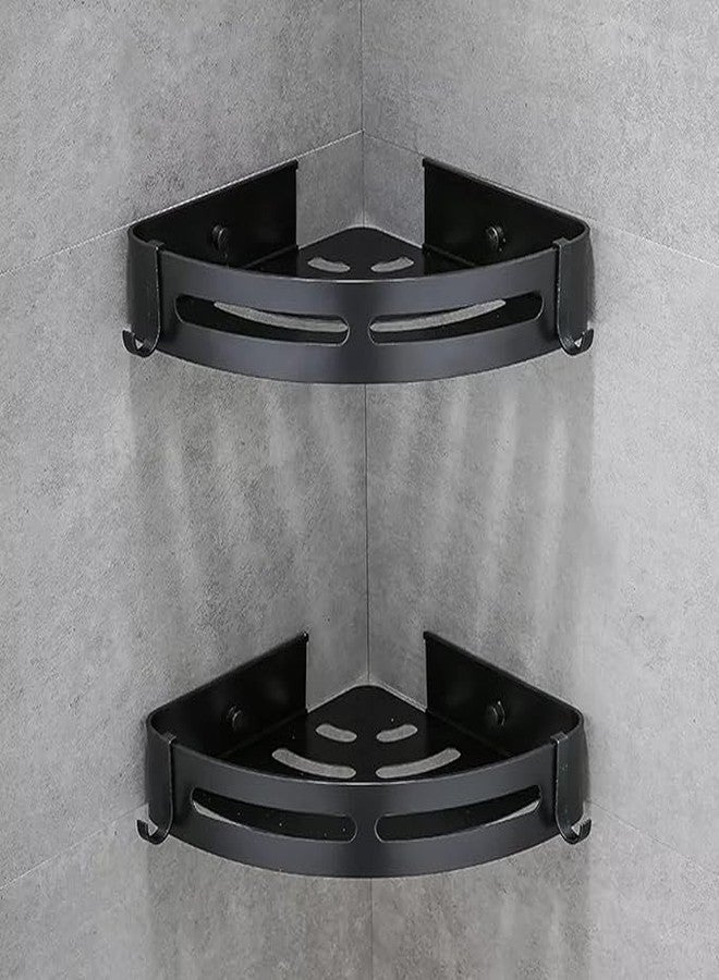 Roktry 2 pcs Aluminum Bathroom Corner Shelf for Wall Organizer Holder Storage Kitchen rustproof Corner Holder Adhesive Bathroom Shelf - Image 1